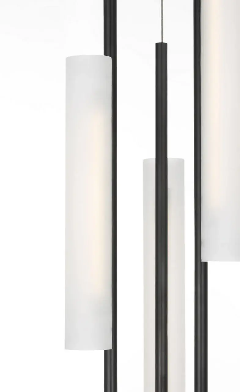 Windchime 17" 5 Light Chandelier in Bronze with Soft Etched Glass - Image 4