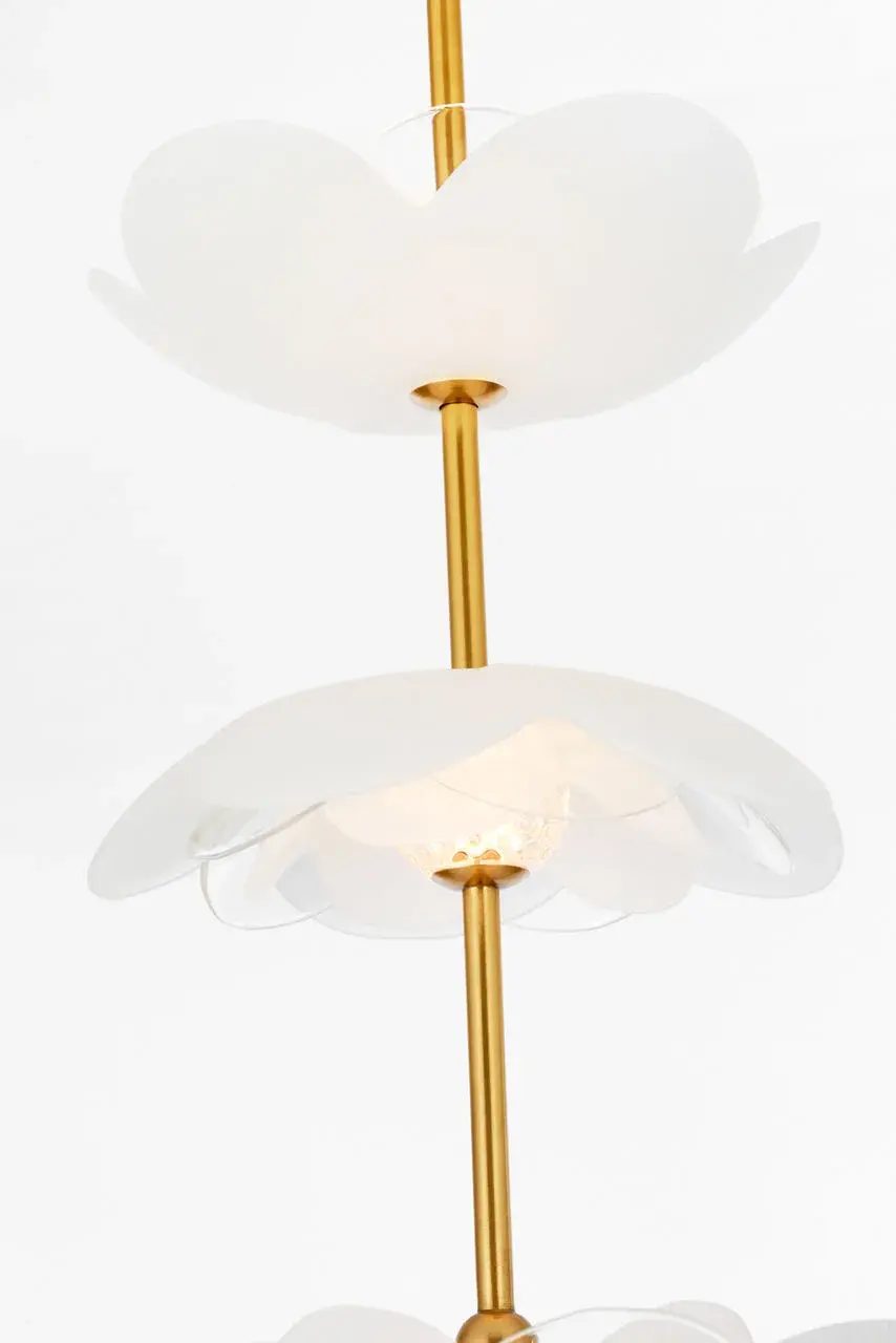 Petaluma 7" Cascading Pendant with Etched and Clear Glass Flowers - Image 3