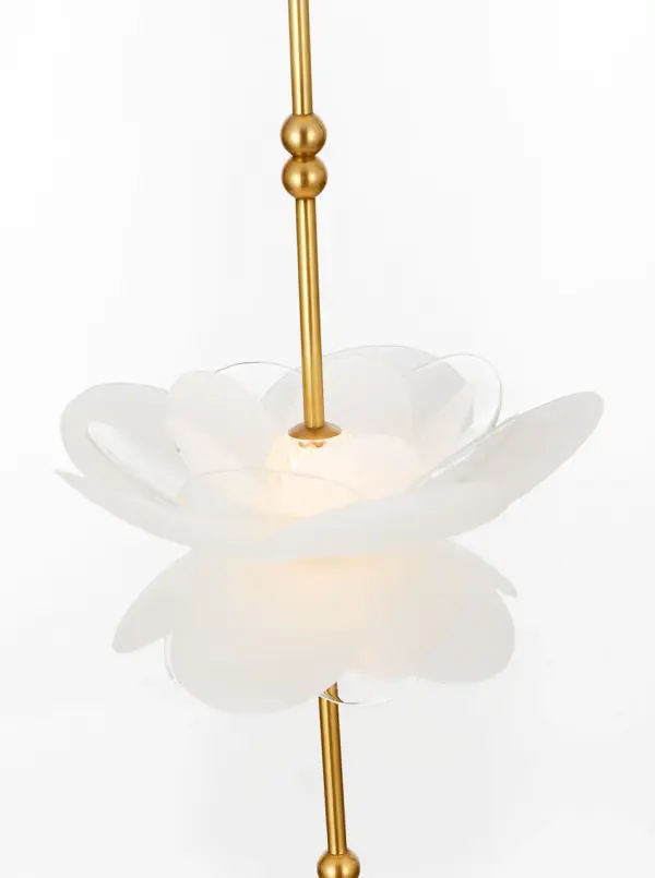 Petaluma 7" Cascading Pendant with Etched and Clear Glass Flowers - Image 4