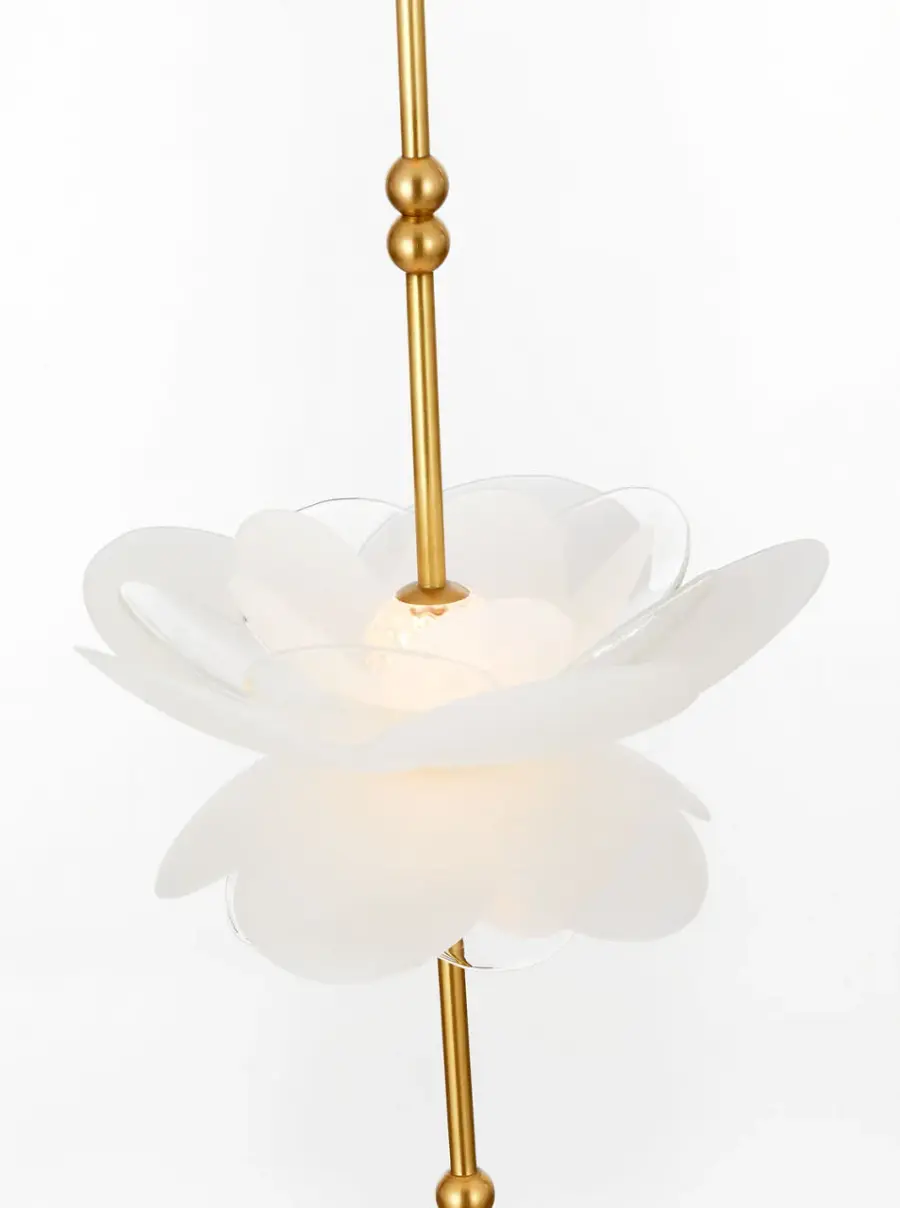 Petaluma 7" Cascading Pendant with Etched and Clear Glass Flowers - Image 4