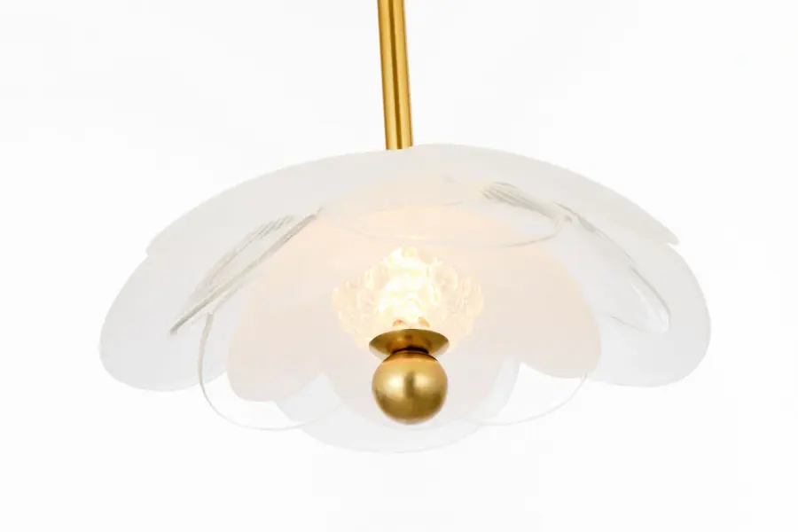 Petaluma 7" Cascading Pendant with Etched and Clear Glass Flowers - Image 5