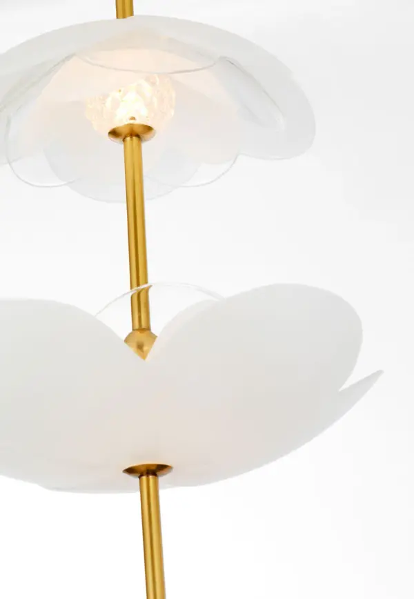 Petaluma 7" Cascading Pendant with Etched and Clear Glass Flowers - Image 6