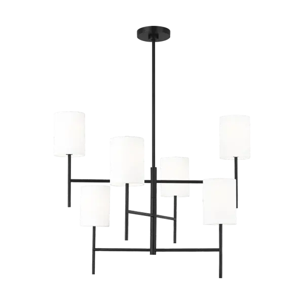 The Key Large Chandelier makes a dramatic impact with its substantial scale and sophisticated Midnight Black finish. Perfect for modern and transitional spaces requiring a commanding focal point.