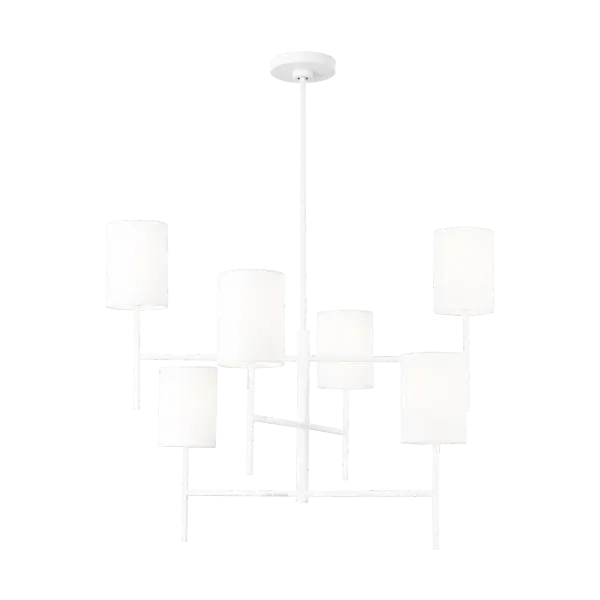 The Key Large Chandelier delivers modern sophistication with its clean matte white finish and substantial presence. Perfect for making a statement in dining rooms and entryways while maintaining versatile appeal.