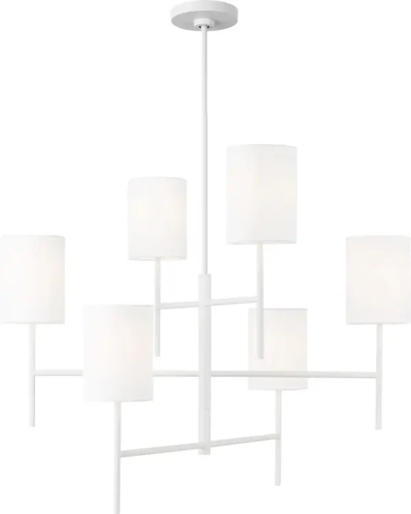 The Key Large Chandelier delivers modern sophistication with its clean matte white finish and substantial presence. Perfect for making a statement in dining rooms and entryways while maintaining versatile appeal. - alternate view