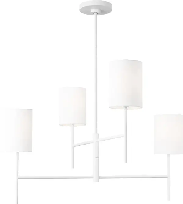The Key Medium Chandelier brings modern sophistication with its matte white finish and clean lines. Perfect for contemporary and transitional spaces, this medium-scale fixture offers versatile styling that complements a range of interiors. - alternate view