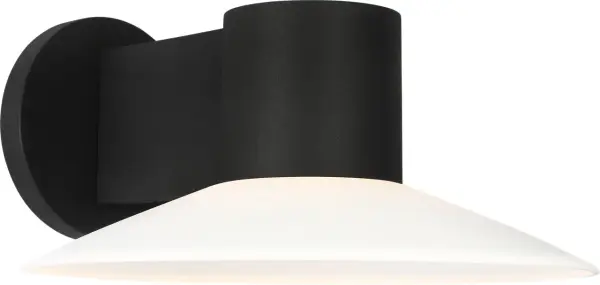 The Focal Large LED Sconce combines contemporary design with energy-efficient LED technology in a durable textured black finish. Perfect for modern outdoor spaces requiring reliable illumination and architectural interest. - alternate view