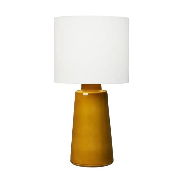 A beautifully proportioned ceramic table lamp that brings organic warmth and modern simplicity to any space. The Oil Can finish adds earthy sophistication while the white linen shade provides soft, ambient lighting.