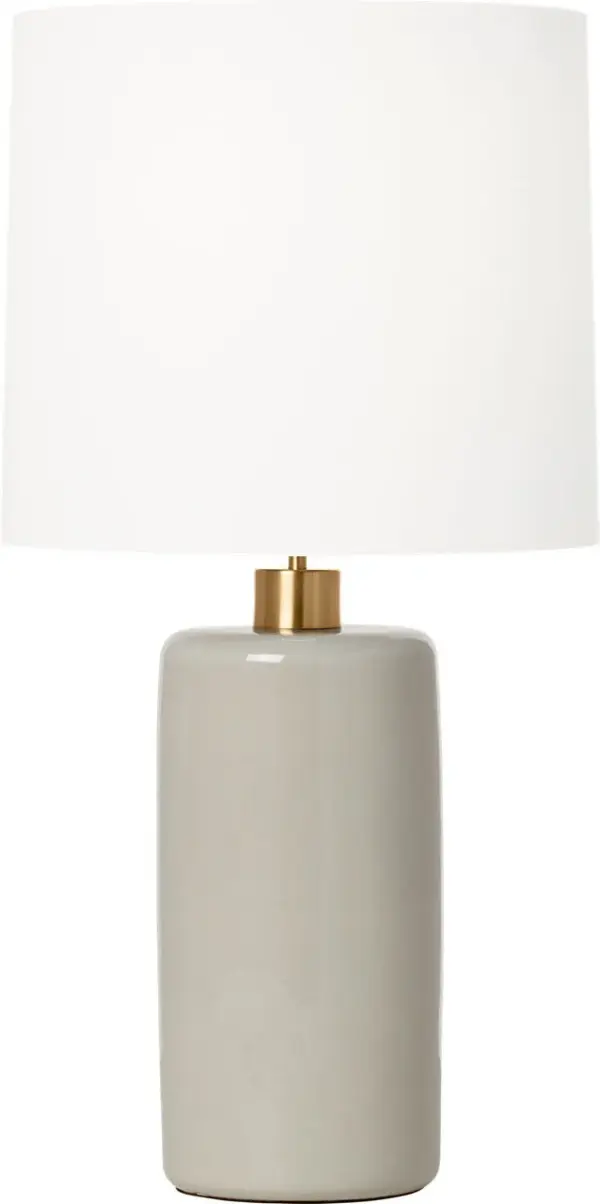 The Shanghai Table Lamp by Barbara Barry combines a sleek cylindrical ceramic base with a tailored linen drum shade, creating an understated yet refined lighting solution perfect for modern and transitional spaces. - alternate view