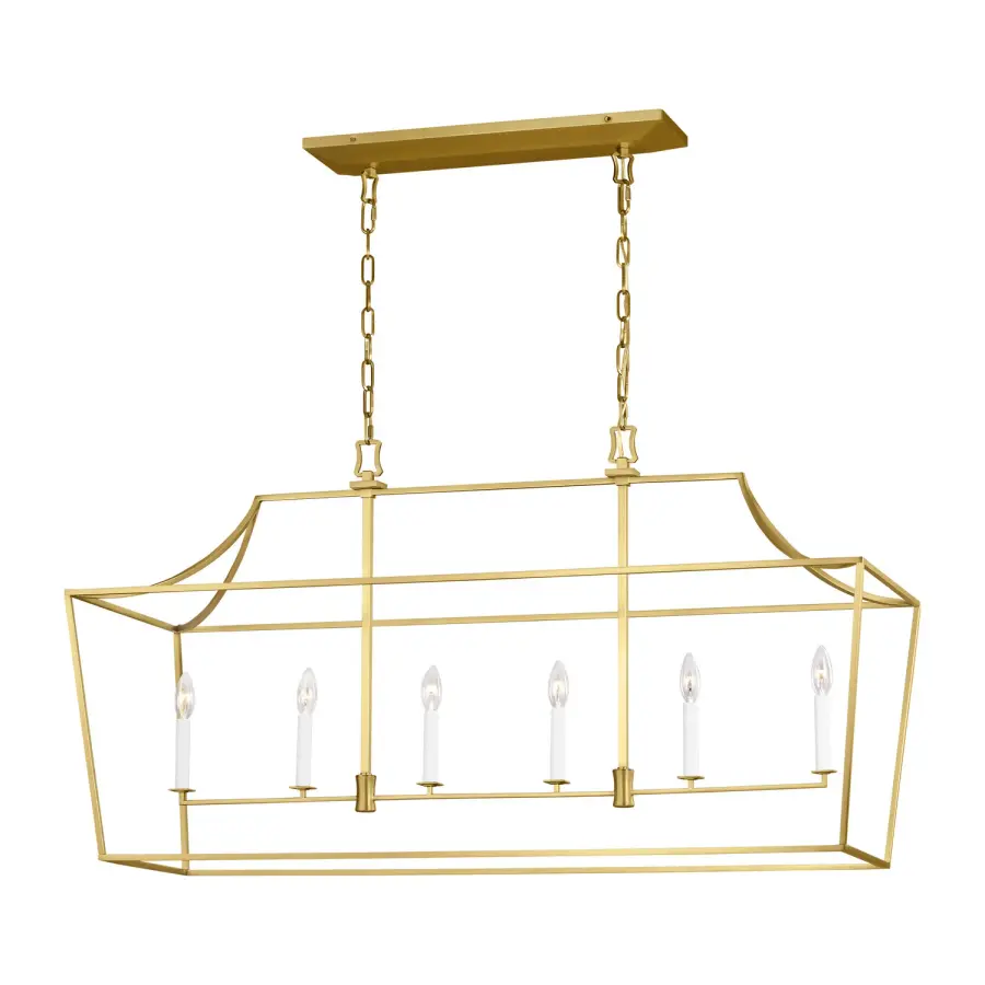 Southold Six Light Linear Lantern in Burnished Brass