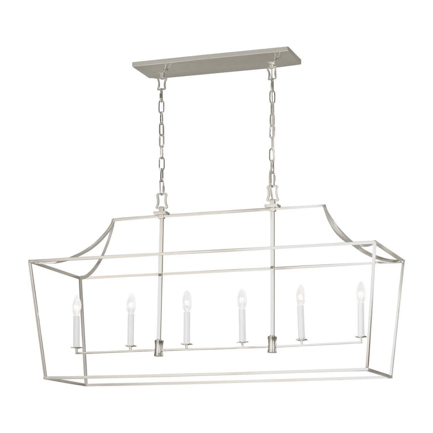 Southold Six Light Linear Lantern in Polished Nickel