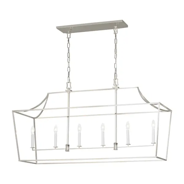 Southold Six Light Linear Lantern in Polished Nickel