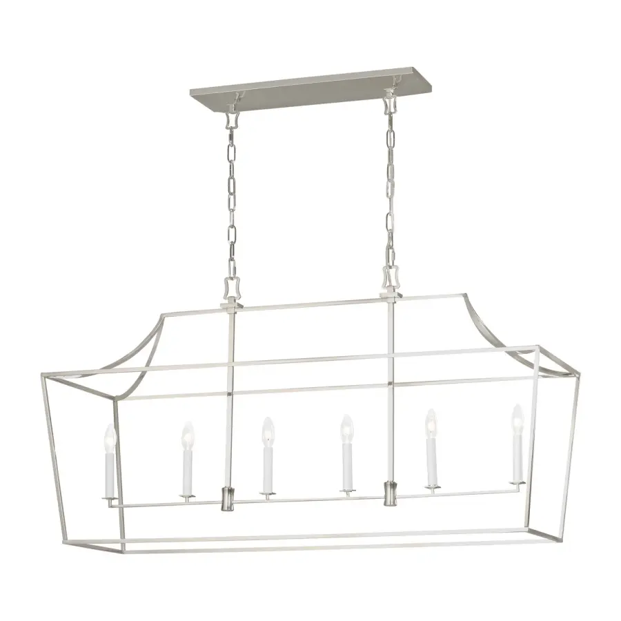 Southold Six Light Linear Lantern in Polished Nickel