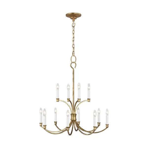 The Westerly brings sophisticated drama to large spaces with its flowing twelve-light design and sculpted metalwork. Chapman & Myers' signature hook-and-loop details add artisanal polish to the exposed candelabra silhouette.