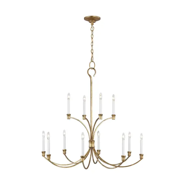 Chapman & Myers' Westerly brings sophisticated scale and sculptural elegance to large spaces. The flowing arms and exposed candelabra design create dramatic visual impact while the Antique Gild finish adds warmth and luxury.