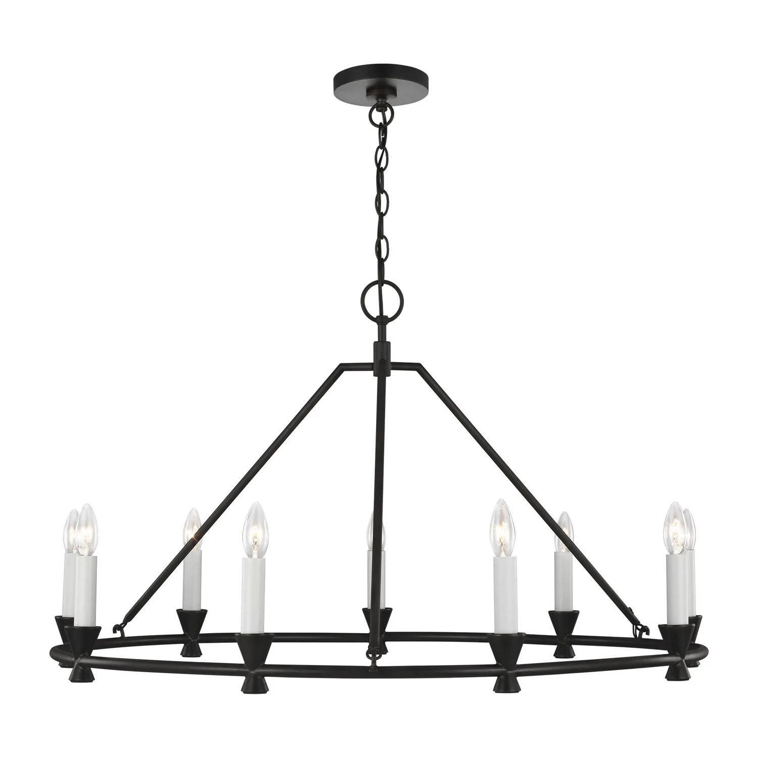Keystone Nine Light Chandelier in Aged Iron