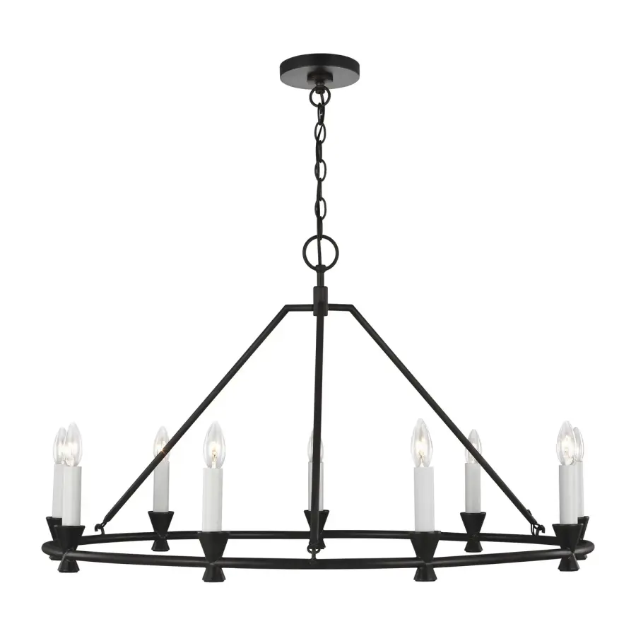 Keystone Nine Light Chandelier in Aged Iron