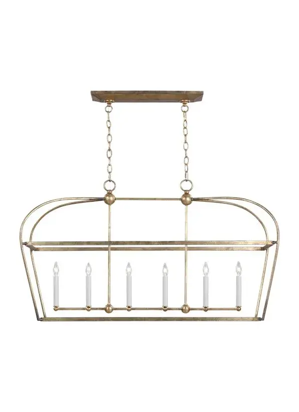 Stonington Six Light Linear Chandelier in Antique Gild