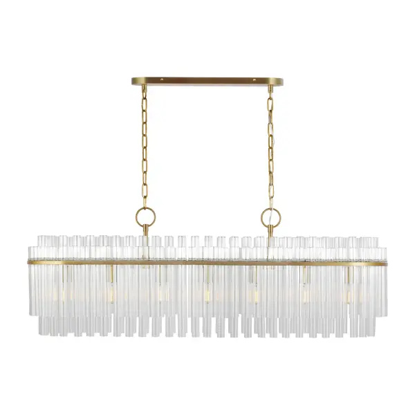 Beckett Seven Light Linear Chandelier in Burnished Brass
