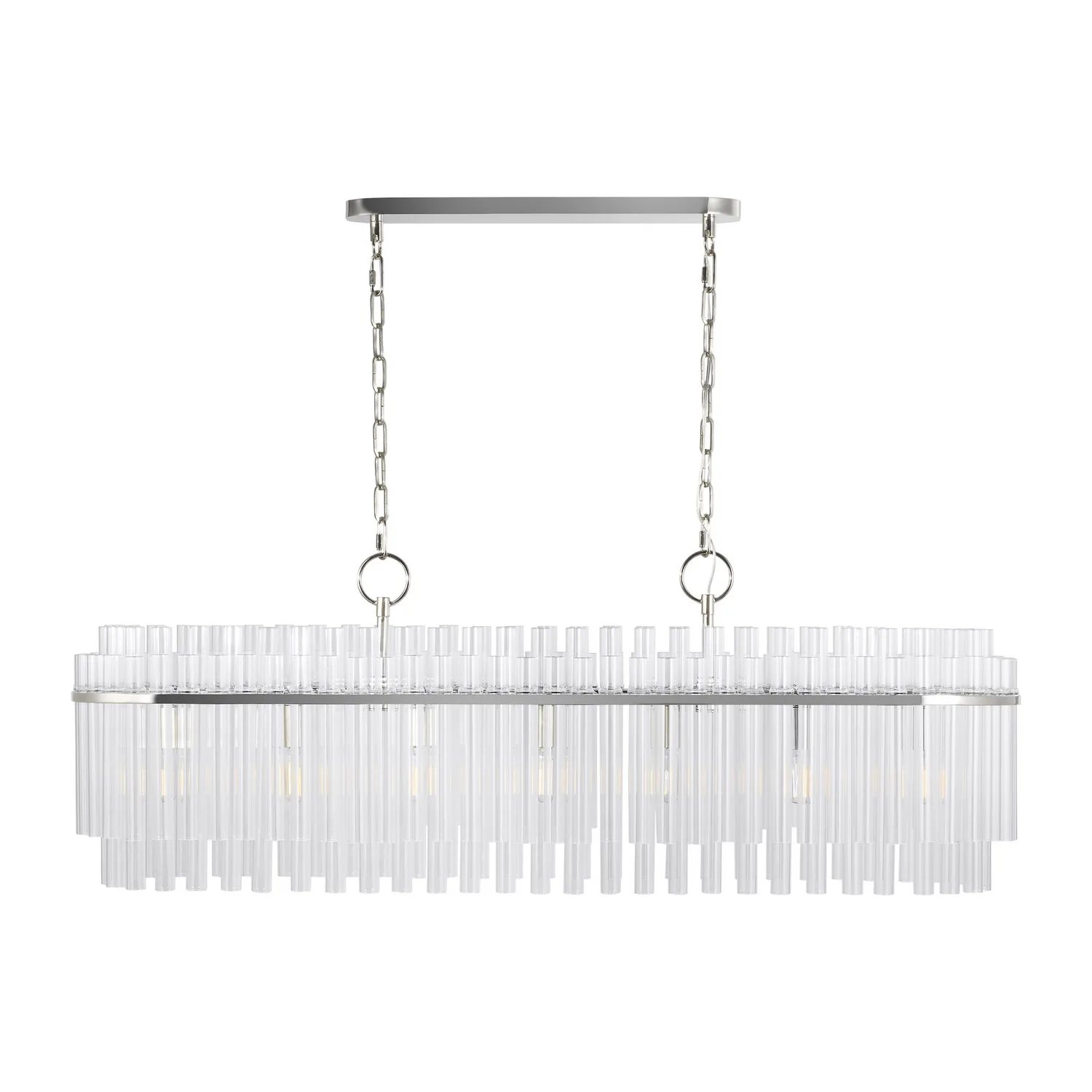 Beckett Seven Light Linear Chandelier in Polished Nickel
