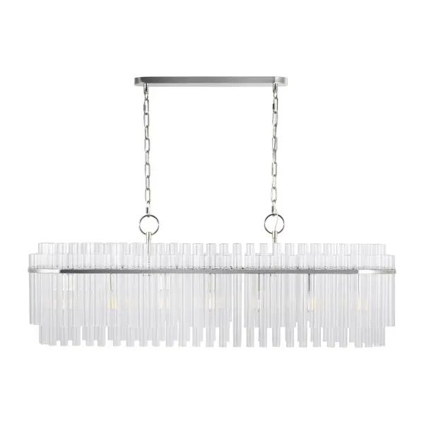 Beckett Seven Light Linear Chandelier in Polished Nickel