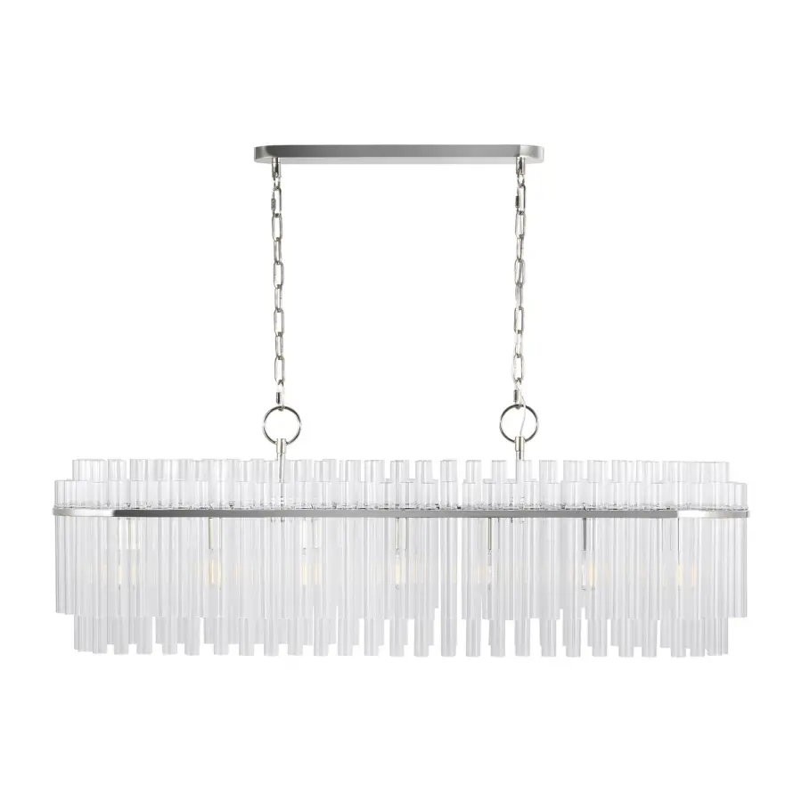 Beckett Seven Light Linear Chandelier in Polished Nickel