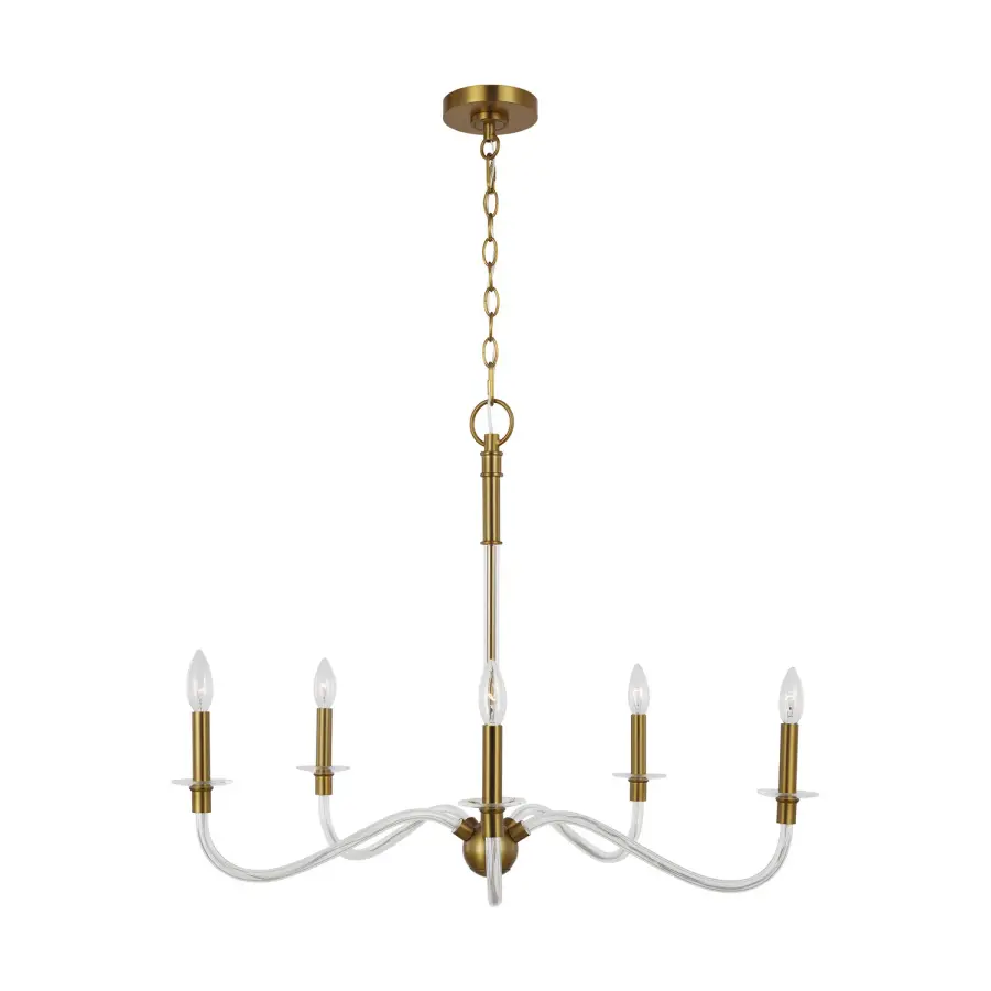 Hanover Five Light Chandelier in Burnished Brass