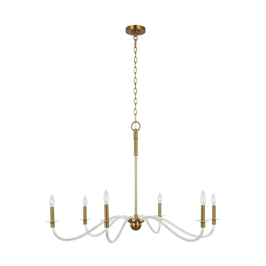 Hanover Six Light Chandelier in Burnished Brass