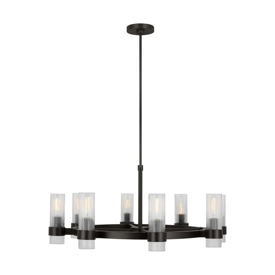 Geneva Eight Light Chandelier in Aged Iron