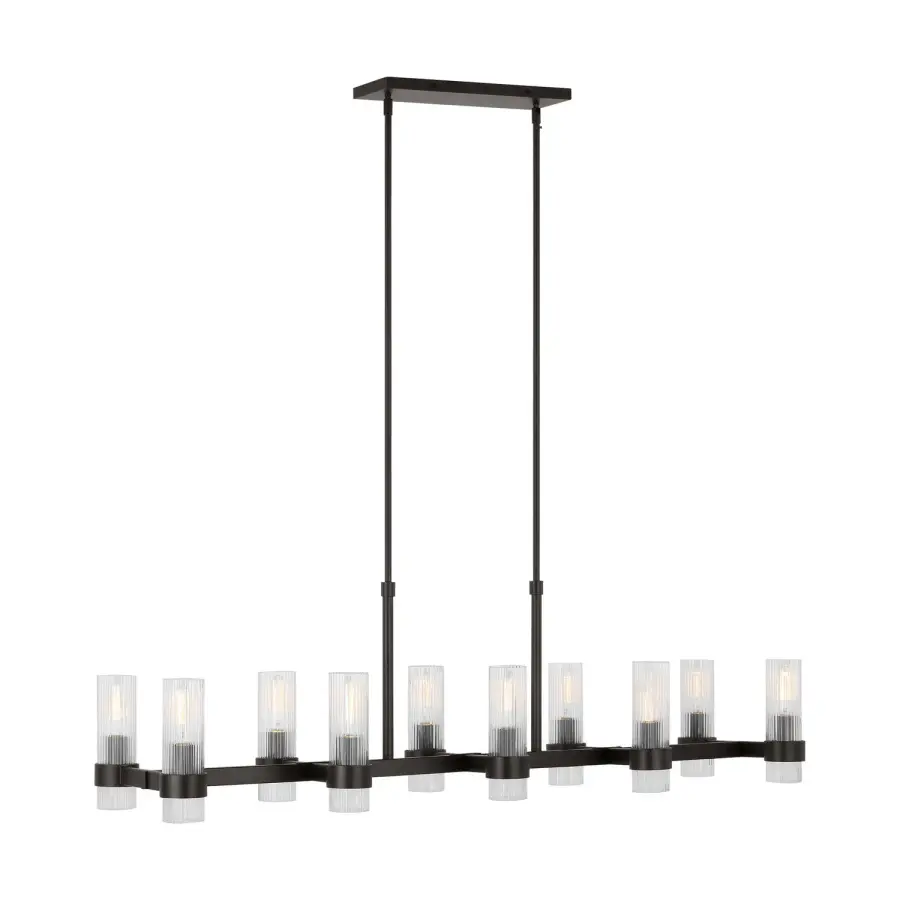 Geneva 10-Light Linear Chandelier in Aged Iron