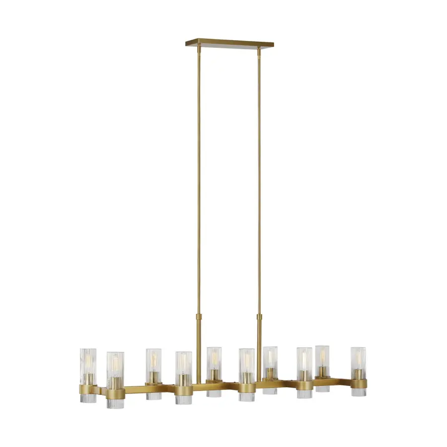 Geneva 10-Light Linear Chandelier in Burnished Brass