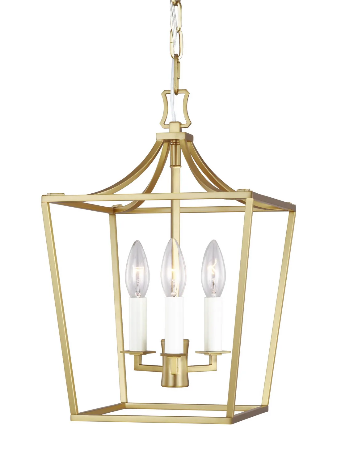 Southold Three Light Mini Lantern in Burnished Brass