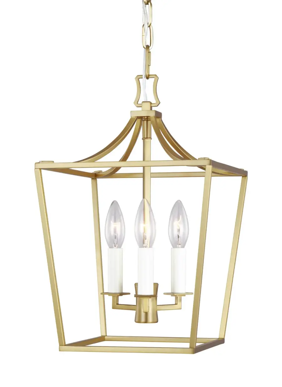 Southold Three Light Mini Lantern in Burnished Brass