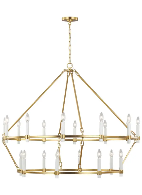 Marston 20-Light Chandelier in Burnished Brass
