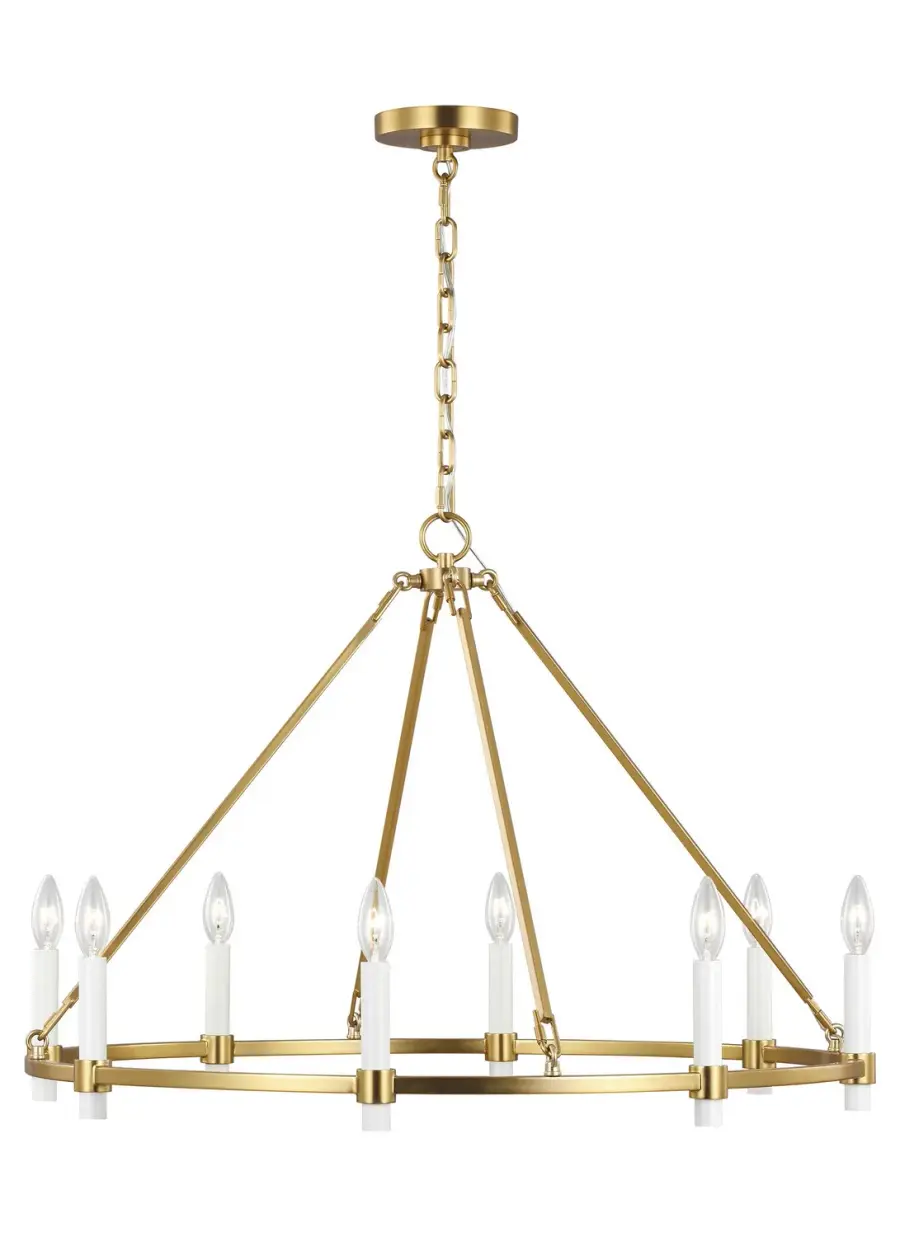 Marston Eight Light Chandelier in Burnished Brass