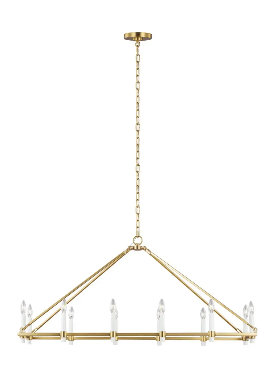 Marston 12 Light Linear Chandelier in Burnished Brass