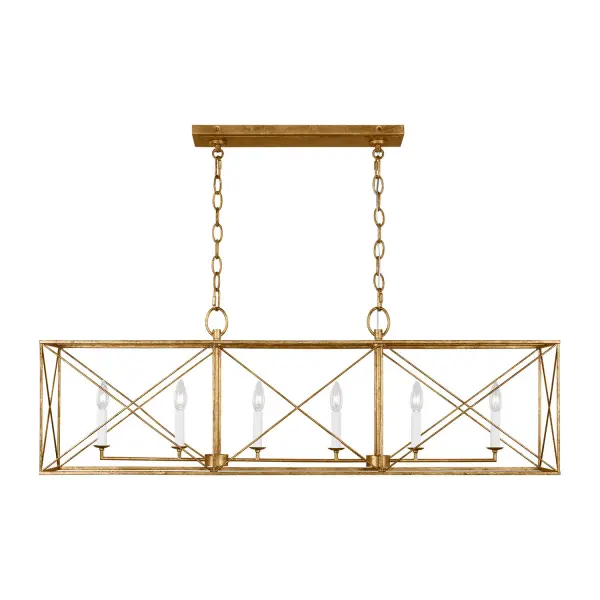 Beatrix Six Light Linear Chandelier in Antique Gild