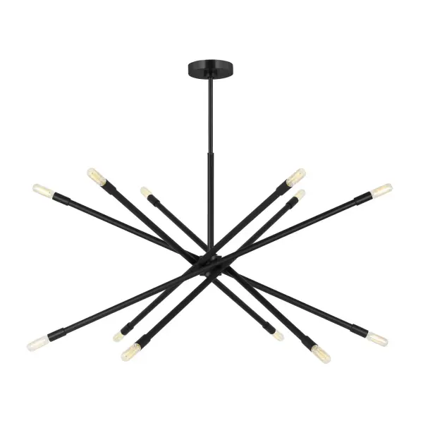 A striking 12-light chandelier inspired by vintage Italian design. The adjustable arms allow customization from vertical to horizontal configurations, making it adaptable to various spaces and ceiling heights.
