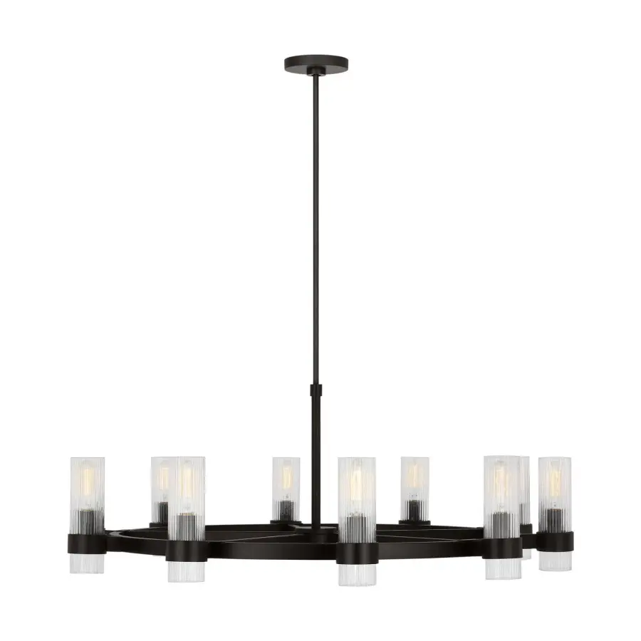 Geneva Eight Light Chandelier in Aged Iron