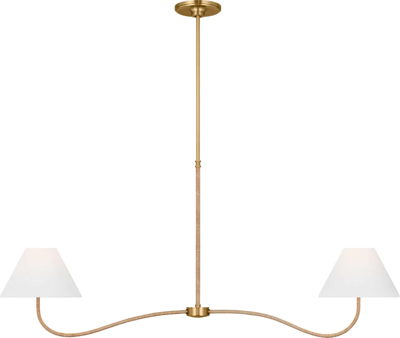Laguna Two Light Linear Chandelier in Burnished Brass