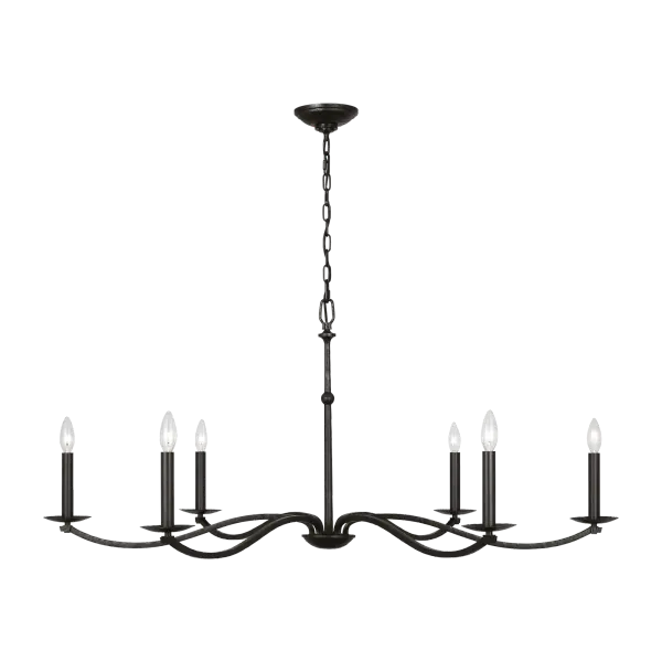 The Wellen Extra Large Chandelier by Chapman & Myers showcases traditional blacksmith artistry through gracefully curved square iron tube arms. Its refined details and classic silhouette bring sophisticated warmth to dining rooms, entryways, and living spaces.