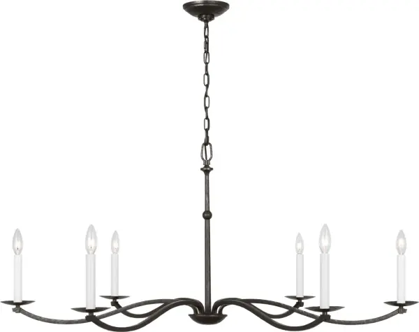 The Wellen Extra Large Chandelier by Chapman & Myers showcases traditional blacksmith artistry through gracefully curved square iron tube arms. Its refined details and classic silhouette bring sophisticated warmth to dining rooms, entryways, and living spaces. - alternate view