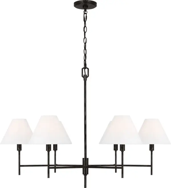 The Ridgewood Large Chandelier by Chapman & Meyers transforms vintage star sculpture inspiration into a stunning focal point. Hand-forged texture and aged iron finish deliver artisanal character that bridges traditional and industrial aesthetics.