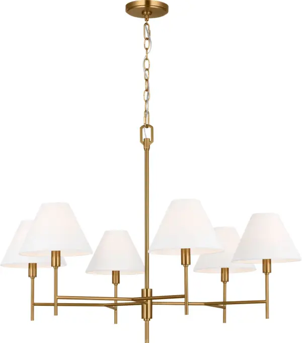 The Ridgewood Large Chandelier by Chapman & Meyers transforms vintage star sculpture inspiration into a stunning statement piece. Hand-forged texture and burnished brass finish create timeless elegance that bridges traditional and contemporary styles. - alternate view