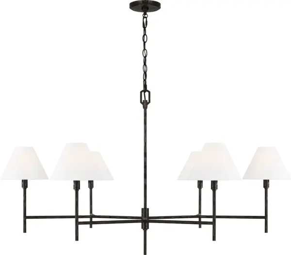 The Ridgewood Extra Large Chandelier by Chapman & Meyers transforms any space with its vintage star-shaped design and hand-forged texture. The aged iron finish adds timeless character while the substantial scale commands attention in grand spaces. - alternate view