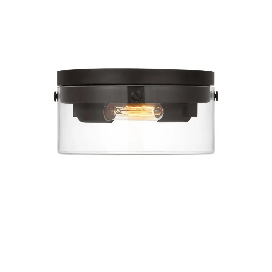 Garrett Two Light Flush Mount in Aged Iron