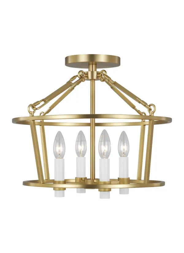Marston Four Light Flush Mount in Burnished Brass