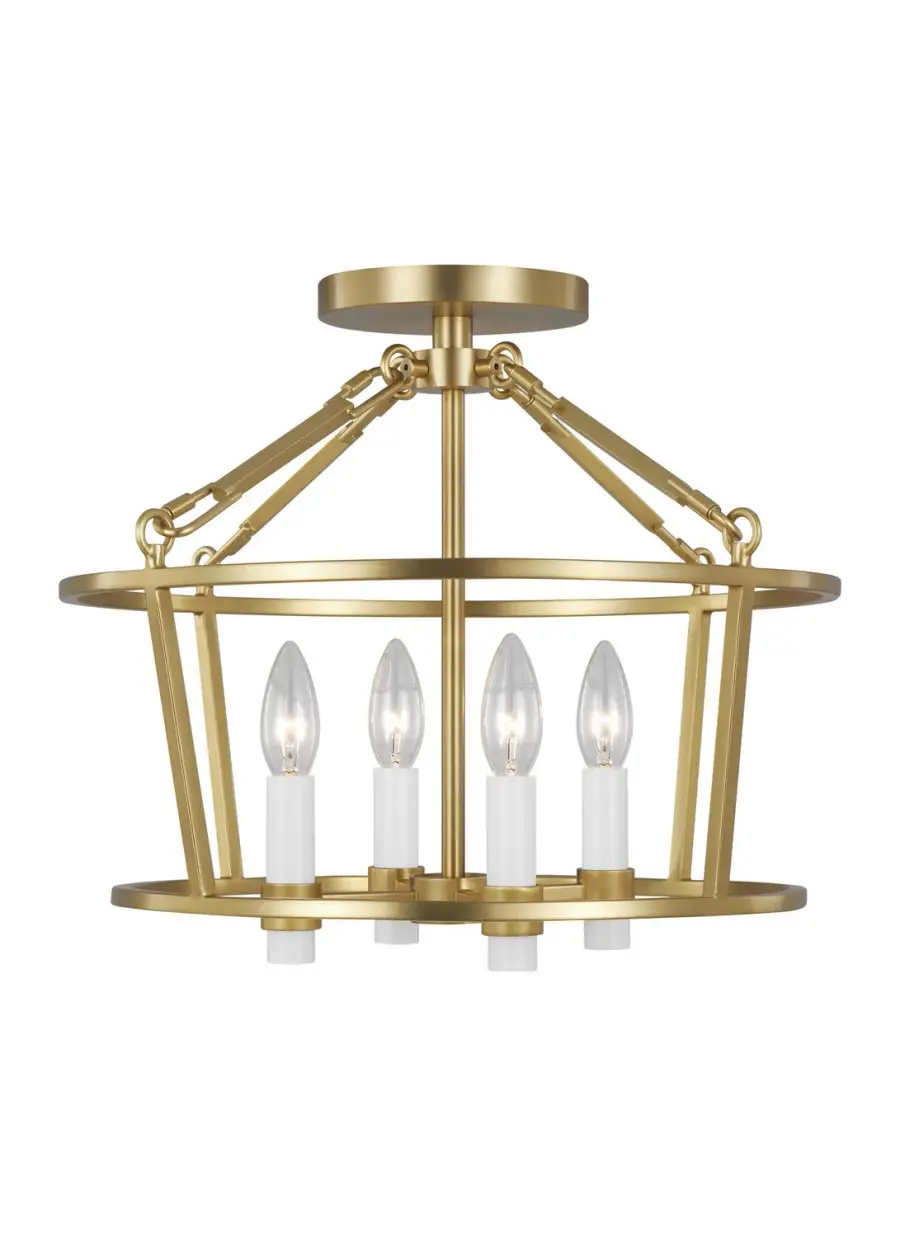 Marston Four Light Flush Mount in Burnished Brass