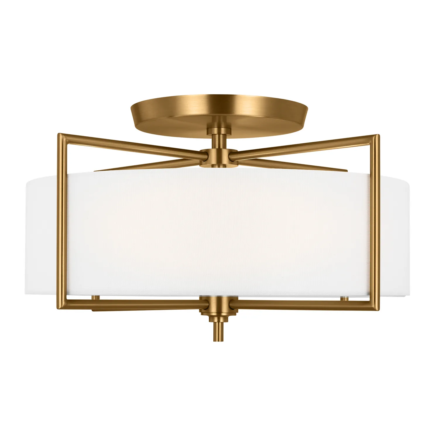 Perno Three Light Semi-Flush Mount in Burnished Brass