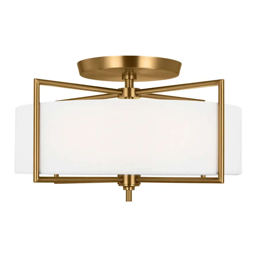 Perno Three Light Semi-Flush Mount in Burnished Brass